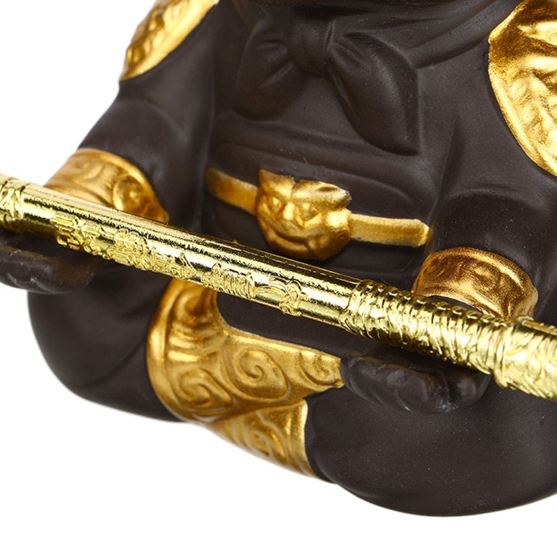 Monkey King – Exquisite Purple Clay Figurine for Home Decoration