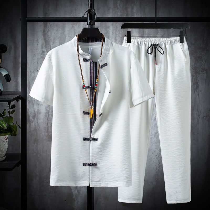 Short-sleeved Suit Casual Retro Kung Fu