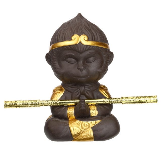 Monkey King – Exquisite Purple Clay Figurine for Home Decoration