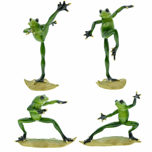 Decorative Couple Kung Fu Frog Resin Ornament – Pastoral Style Craft
