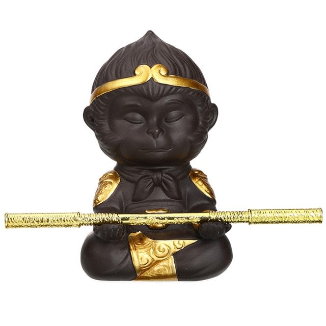 Monkey King – Exquisite Purple Clay Figurine for Home Decoration