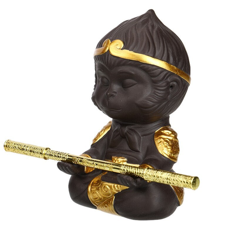 Monkey King – Exquisite Purple Clay Figurine for Home Decoration