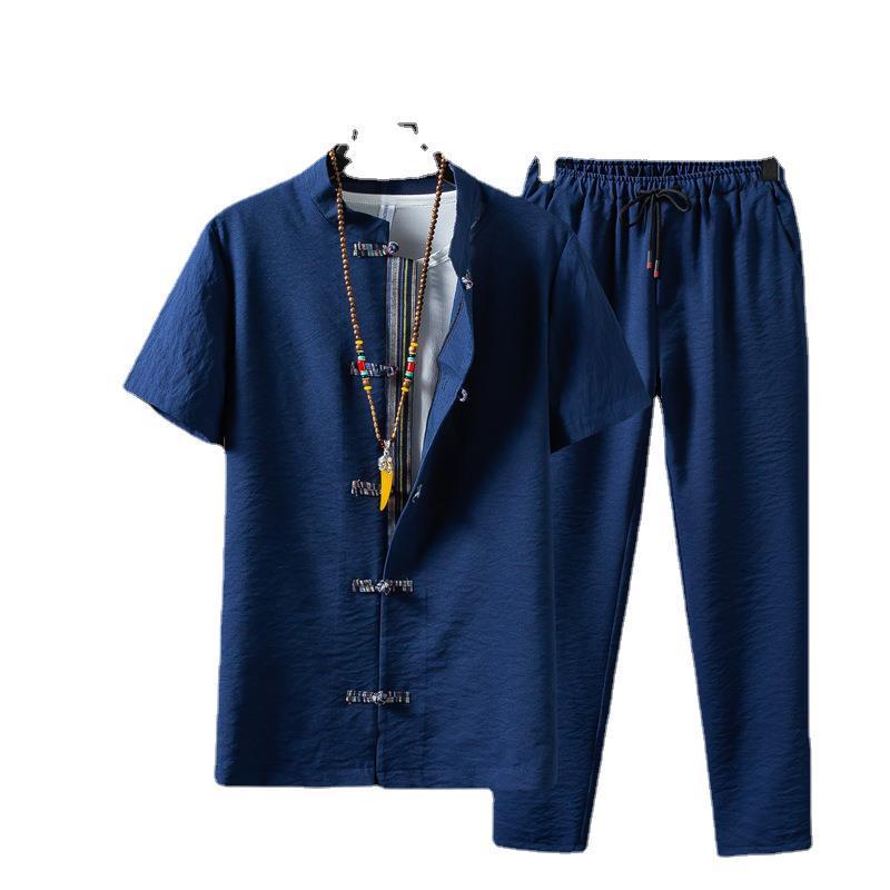 Short-sleeved Suit Casual Retro Kung Fu