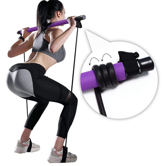 Portable Fitness Resistance Bar – Elastic Bands for Home Workouts