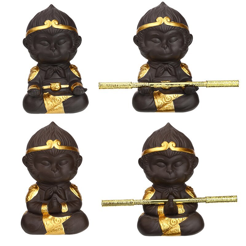 Monkey King – Exquisite Purple Clay Figurine for Home Decoration