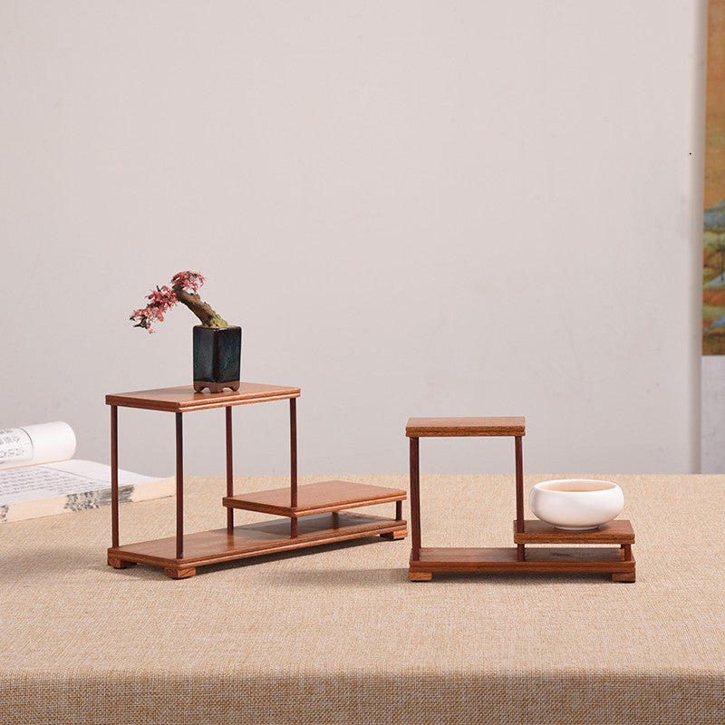 Solid Wood Small Boigu Rack – Elegant Tea Set Display Shelf for Kung Fu Tea Ceremonies